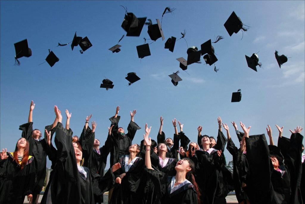 Students on a university campus abroad